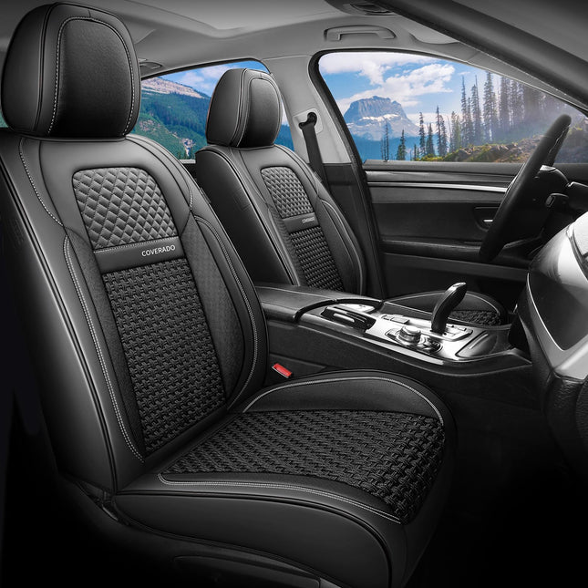 Coverado Leather Front Seat Covers, 2-Pack Univers