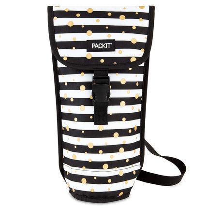 Sac à vin congélateur PackIt, motif pois festifs, doté de la technologie EcoFreeze, pliable, réutilisable, bandoulière avec fermeture à boucle, parfait pour les adultes et les boissons à emporter