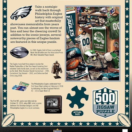 MasterPieces Game Day 500 Piece Jigsaw Puzzle for Adults - NFL Philadelphia Eagles Locker Room - 15"x21"