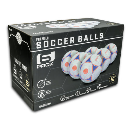 GoSports Balón de Fútbol Premier con Bomba Premium Paquete de 6, Talla 3