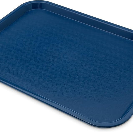 Carlisle FoodService Products Cafe Fast Food Cafeteria Tray with Patterned Surface for Cafeterias, Fast Food, and Dining Room, Plastic, 16.31 x 12.06 x 0.7 Inches, Blue, (Pack of 24)