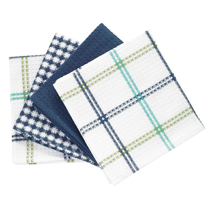 T-FAL Premium Waffle Dish Cloths: Highly Absorbent, Super Soft Long Lasting - 100% Cotton, 12"x13" Flat Waffle Dish Towel for Cleaning & Drying Dishes, (4-Pack), Cool