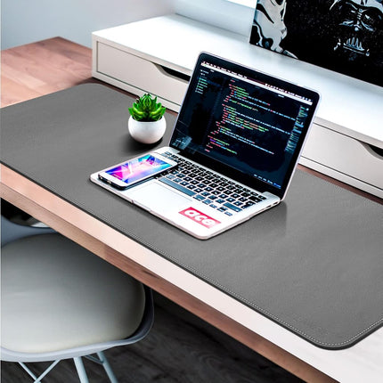 CENNBIE Leather Desk Mat, 140x50 cm Extra Large Desk Pad Blotter Protector, Extended Non-Slip Mouse Pad, Waterproof PU Leather Desk Mat on top of desks Large for Office and Home (Grey)