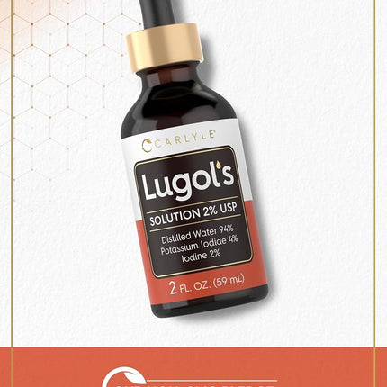 Carlyle Lugols Iodine 2 Percent 2 fl oz | Potassium Iodide and Iodine Solution 2% Liquid Drops