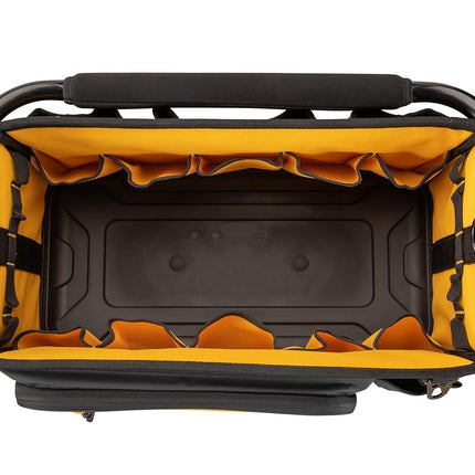 DEWALT DWST60106-1 Tool Tote – 36 pockets, IP54 water-resistant, 1680D fabric, waterproof base, ergonomic handles and a padded shoulder strap make it easy to carry.