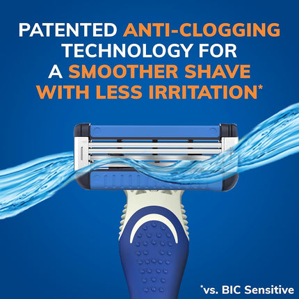 BiC EasyRinse Anti-Clogging Men's Disposable Razors for a Smoother Shave With Less Irritation*, Easy Rinse Shaving Razors With 4 Blades, 2 Count