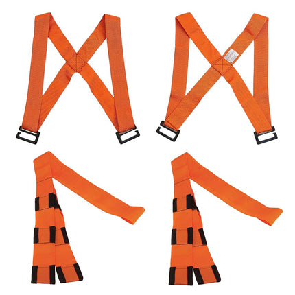 Harnais d'épaule Forearm Forklift – Modèle Original – Soulève et déplace meubles et appareils électroménagers, supporte jusqu'à 360 kg. Ensemble de harnais de déménagement, 2 harnais et 2 sangles centrales de 2,84 m de long chacune, 1 paquet, orange