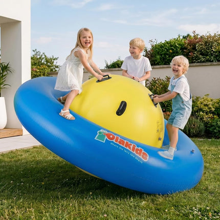 OLAKIDS - 8 FT Dome Inflatable Rocker, Outdoor Kids Rocker with 6 Safe Handles, Toddler Climbing Toy, Backyard Play Center Equipment