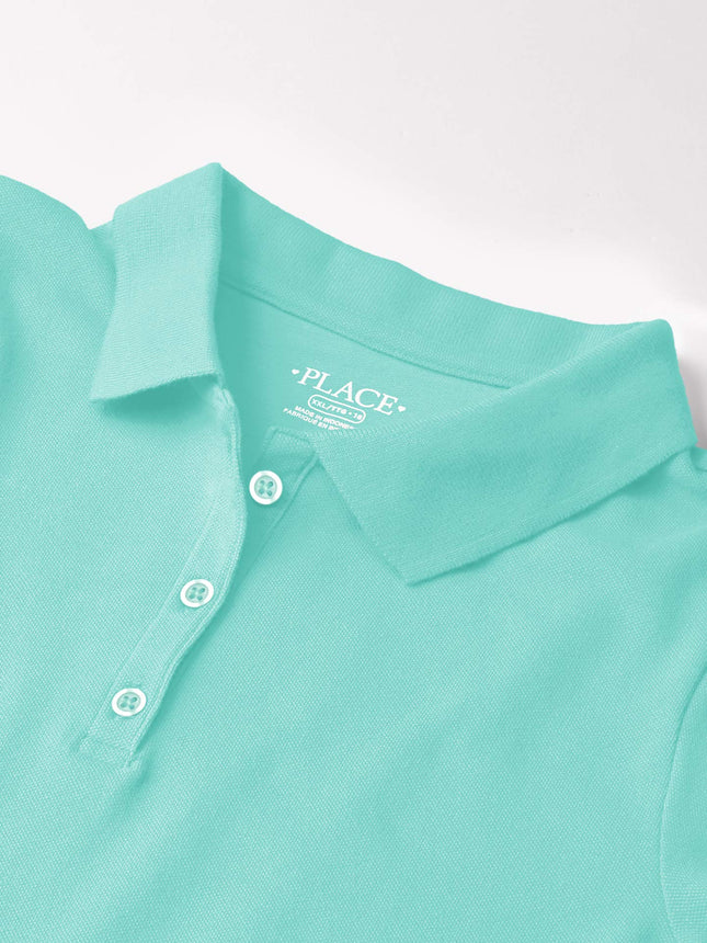 Polo piqué uniforme The Children's Place pour filles, couleur Seafrost, taille TG