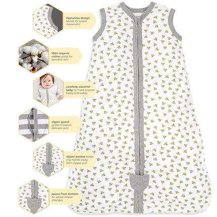 Burt's Bees Baby - Beekeeper Wearable Blanket, 100% Organic Cotton, Swaddle Transition Sleeping Bag - - Medium