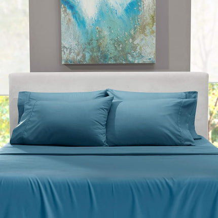 Hearth & Harbor Extra Deep Pocket Queen Sheets Sets - Fits Mattress 18-24 Inches Deep - Extra Deep Pocket Sheets - 6 Piece Queen Size - Queen - Blue Heaven Sheets