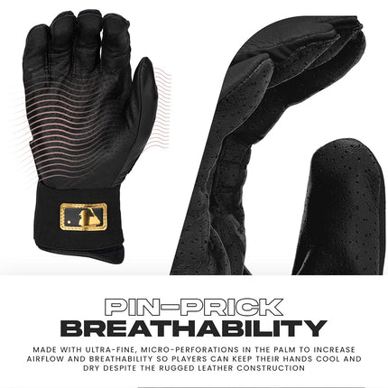 Franklin Sports MLB Batting Gloves - Infinite Powerstrap Baseball + Softball Batting Gloves - Heavy Duty Full Wrap Cage Practice Glove - Reinforced Wrist + Durable Leather
