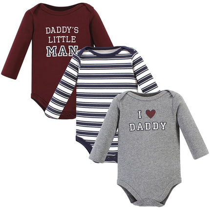 Lot de 3 bodys en coton à manches longues unisexe Hudson Baby, motifs Boy Daddy, 6-9 mois