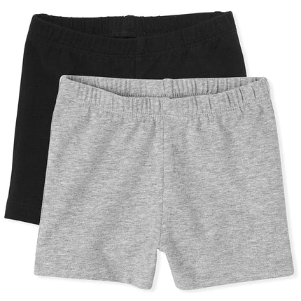 The Children's Place Baby Girl Shorts 2 Pack, Tidal/H Grey, 12-18 Months