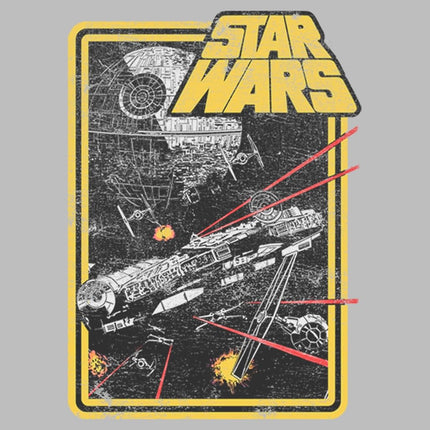 Camiseta de manga corta STAR WARS para hombre, talla grande, con estampado de halcón espacial, color gris jaspeado, talla 2XL grande y alta