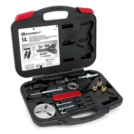 Powerbuilt Air Conditioning Clutch Remove and Install Tool kit, AC Compressor Clutches Remover and Installer, Holding Tools, Storage Case - 948995,Silver