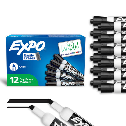Expo Low Odor Chisel Tip Dry Erase Markers, Black,