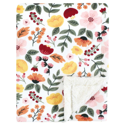 Hudson Baby Couverture en peluche unisexe pour bébé avec bordure et dos en fourrure, motif botanique d'automne, taille unique