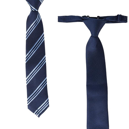 Gymboree Boys And Toddler Pre-tied Adjustable NecktieNecktie, Navy Stripe/Solid 2-pack, 12-24 MONTHS