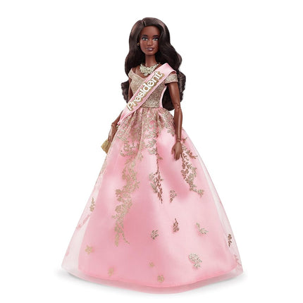 Barbie The Movie Doll, President Barbie Collectible Wearing Shimmery Pink and Gold Dress with Sash, HPK05