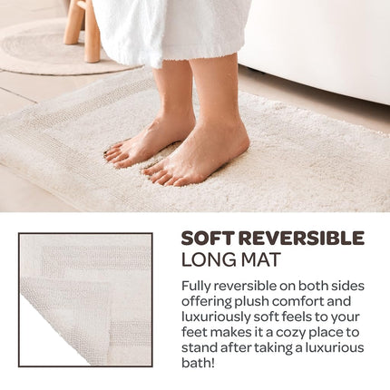 Alfombra de baño larga reversible Bedford Home 100 % algodón - Marfil - 24x60