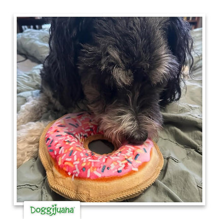 Doggijuana Doggi Duo Refillable Juananip Toy Bundle | Pink Donut & Juananip | Funny Dog Toy Plush with Catnip and Refill | Interactive Chew for Play