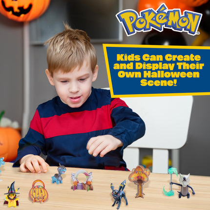 Calendario de Adviento de Cuenta Regresiva de Halloween 2024 de Pokémon para Niños, Set de 16 Regalos – 13 Días de Revelaciones con 11 Figuras de Personajes de Juguete y 5 Accesorios – Pikachu, Eevee, Meowth y Más – Figura de Acción de Lujo de 4.5"