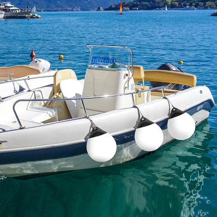 X-Haibei 2 Pcs Boat Fenders Ball Round Anchor Buoy, Dock Bumpers Ball Inflatable Vinyl Shield Protection Marine Mooring Buoy White A30 Dia. 11.8 inch H 13.8 inch