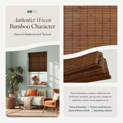 CHICOLOGY Bamboo Roman Shades - Customer Favorite Blackout Blinds for Windows, Premium Quality, Ideal for Home, Moose (Blackout) Brown, 23" W X 64" H