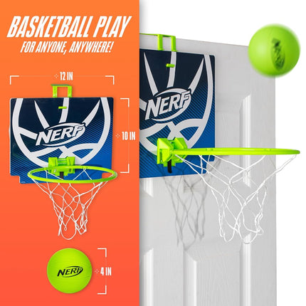 NERF Nerfoop -- The Classic Mini Foam Basketball and Hoop -- Hooks On Doors -- Indoor and Outdoor Play -- A Favorite Since 1972