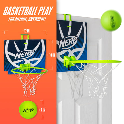 NERF Nerfoop -- The Classic Mini Foam Basketball and Hoop -- Hooks On Doors -- Indoor and Outdoor Play -- A Favorite Since 1972