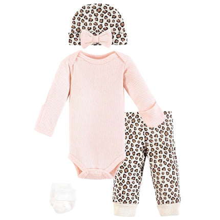 Hudson Baby Juego de pijama unisex térmico de 4 piezas con manga larga para recién nacido, estampado de leopardo, prematuro