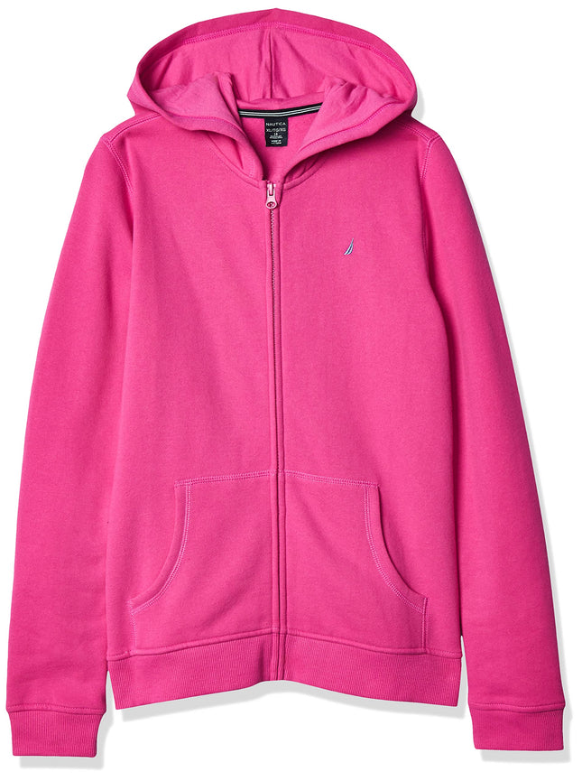 Nautica Girls' Fleece Full-Zip Hoodie Sweatshirt, 