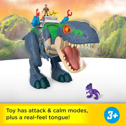 Fisher-Price Imaginext Jurassic World Rebirth Dinosaur Playset, Ultimate Action Chomp T. rex 18-inch Dino Toy with Lights, Sounds, Motion & 2 3-inch Action Figures, JGR40