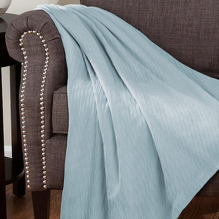 Superior 100% Cotton Thermal Blanket, Soft and Breathable Cotton for All Seasons, Bed Blanket and Oversized Throw Blanket with Luxurious Diamond Weave - Twin Size, Aqua