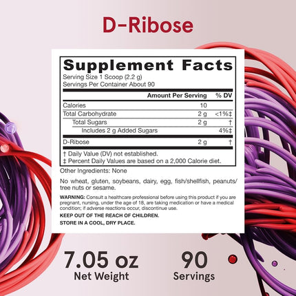 Jarrow Formulas Ribose, Supports: Muscle Recovery,Energy,Endurance, 200 g (7.05 OZ)