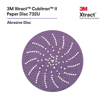 3M Xtract Cubitron II Hookit Paper Disc 732U, 77557, 80+ to 220+, 6 in, 15 Piece Multi-Pack Sanding Disc, Aluminum, Carbon Steel, Composites, Fiberglass, Topcoats and Paint