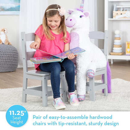 Melissa & Doug Wooden Chairs, Set of 2 - Gray Furniture for Playroom - Kids Wooden Chairs, Children's Wooden Playroom Furniture