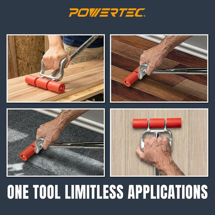 POWERTEC Extendable Floor and Wall Roller for Vinyl Flooring, Tile & Linoleum Roller with Extendable 17" to 27" Handle, 7.5" Wide for LVP, Veneer, Carpet, Wall Coverings, 1PK (71033V)