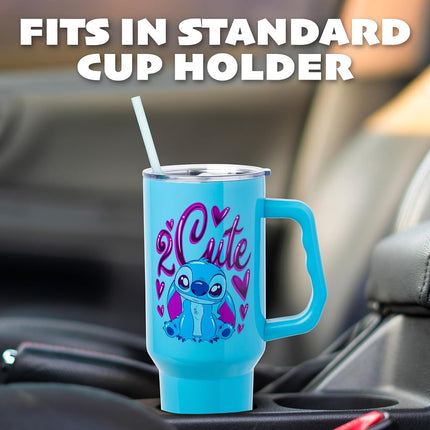 Vaso de acero inoxidable Silver Buffalo Lilo & Stitch Airbrush 2 Cute de 40 oz con asa