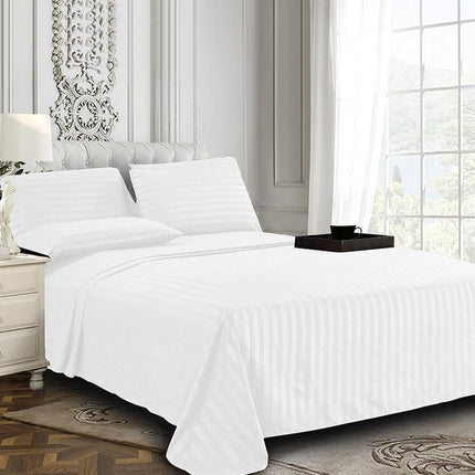 Elegant Comfort Softest and Coziest 4-Piece Sheet Set - 1500 Premium Hotel Quality Microfiber - Luxurious Wrinkle Resistant 4-Piece Damask Stripe Bed Sheet Set, Twin XL, White
