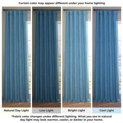 HPD Half Price Drapes Faux Linen Room Darkening Curtains - 84 Inches Long Luxury Linen Curtains for Bedroom & Living Room (1 Panel), 50W X 84L, Denim