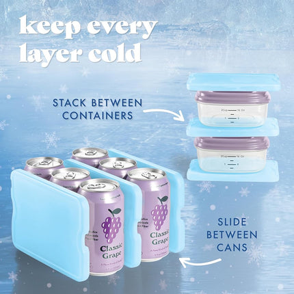Fit & Fresh XL Cool Coolers - Paquete de 4 bolsas de hielo delgadas extragrandes azules para fiambrera, 4 unidades (paquete de 1)