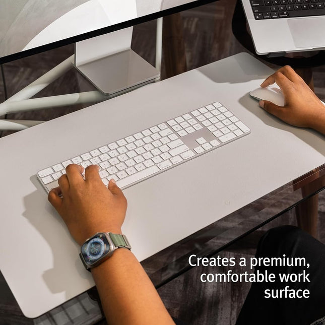 Twelve South Sustainable Leather Large Desk Pad - Desk Mat for Computer, Mouse Traction Surface, Desk Protector, Large Mouse Pad, Moisture and Heat Resistant, Non-Slip Desk Pad, Spill Resistant, Grey