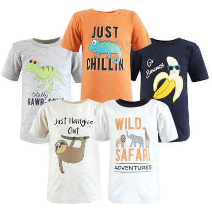 Lot de T-shirts Bébé Unisexe à Manches Courtes Hudson Baby, Cool Safari, 6-12 Mois
