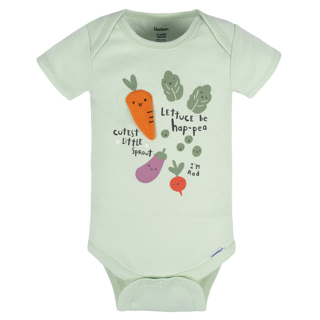 Lot de 8 grenouillères à manches courtes Gerber Baby, Happy Veggies, 6-9 mois
