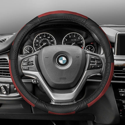 FH Group FH2002RED Steering Wheel Cover (Deluxe Full Grain Authentic Leather Red)