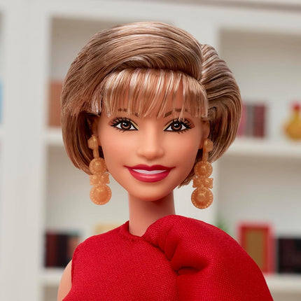 Barbie Inspiring Women Doll, Isabel Allende Collectible with in Red Dress with Book Accessory & Pet, HRM45