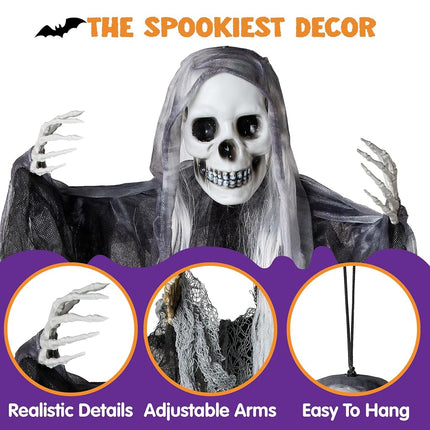 JOYIN 3 Pcs Hanging Halloween Skeleton Ghosts Decorations Outdoor, Grim Reapers for Best Halloween Outdoor Decorations, Haunted Haunted House Prop, Party Supplies