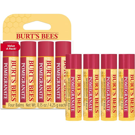 Burt's Bees 100% Natural Lip Balm, Pomegranate, 0.15 Ounce, 4 Count. by Burt's Bees